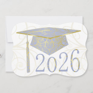 Gorra floral azul cielo y dorado tarjeta 2026