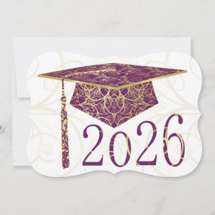 Gorra floral púrpura y dorada Tarjeta 2026