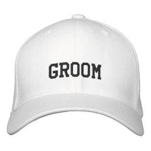 Gorra Groom bordado, tapón blanco de lana flexible