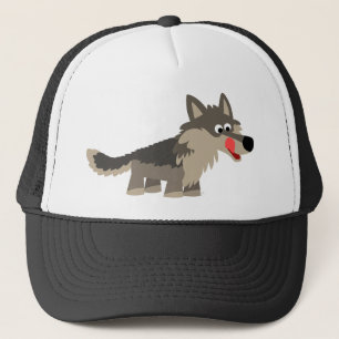 Gorra hambriento del lobo del dibujo animado lindo
