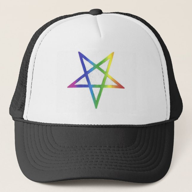 Gorra invertido del pentagram del arco iris (Anverso)