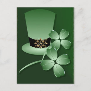 Gorra irlandés y postal Shamrock