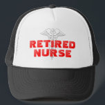 Gorra jubilado del camionero de la enfermera<br><div class="desc">Gorra jubilado del camionero de la enfermera con la muestra del caduceo.  Colores y texto de Personalizable.</div>