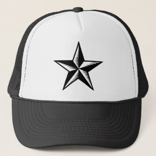 Gorra llano de estrella de tatuaje blanco negro