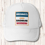 Gorra personalizado | Fin de semana universal de s<br><div class="desc">Gorra personalizado | Universal Bachelor Weekend Los gorras personalizados son el mejor regalo para sus amigos que recuerden su día especial. ¡Saludos a una divertida y memorable fiesta de solteros! Agregue la redacción de su personalizado a este diseño utilizando los cuadros "Editar esta plantilla de diseño" situados en la parte...</div>