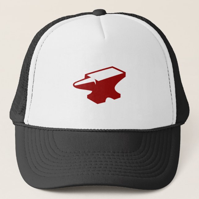 Gorra rojo del camionero del yunque de la (Anverso)