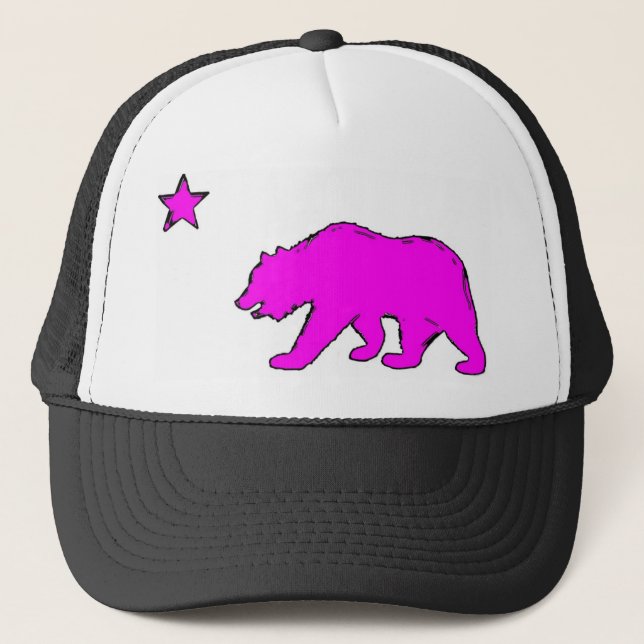 Gorra rosado de neón del oso de la bandera de (Anverso)