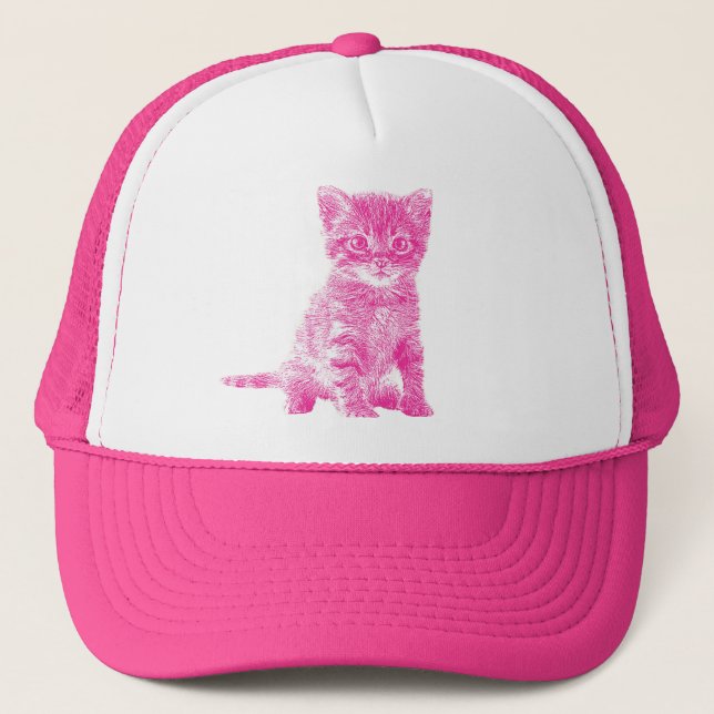 Gorra rosado del camionero del gato del gatito (Anverso)