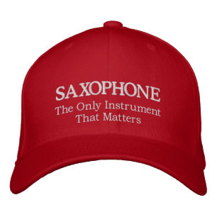 Gorra saxofoniano bordado con eslogan