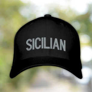 Gorra siciliana negra bordada