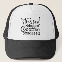 Gorra subrayado, bendecido y café obsesionado del