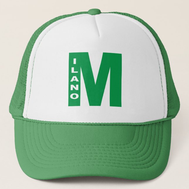 Gorra Trucker blanco/verde   MILANO (Anverso)
