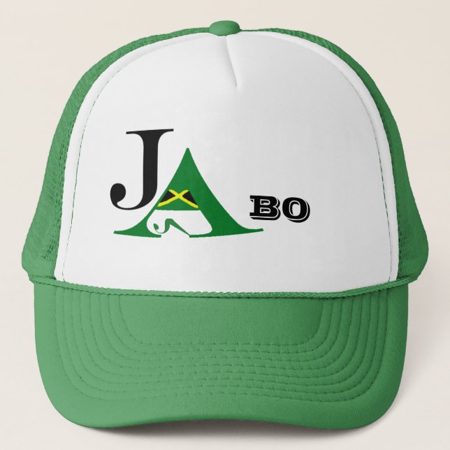 Gorra verde del camionero de Jamaica JA BO (Anverso)