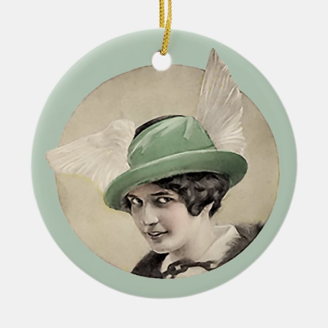 Gorra verde vintage Ornamento cerámico (Frente)