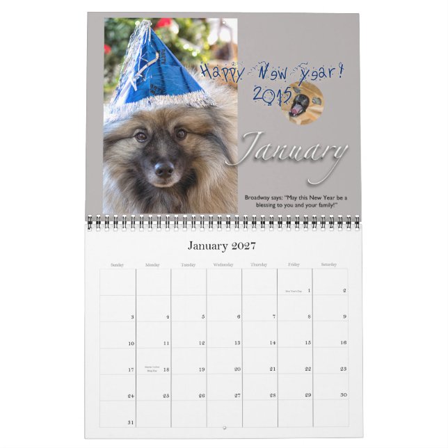 Gorras de Broadways para el calendario de rescate (Jan 2027)