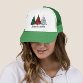 Gorras de camionero con árboles de Navidad a cuadr