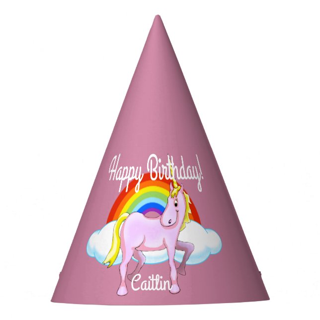 Gorras de cumpleaños de Unicornio (Personalizable) (Anverso)