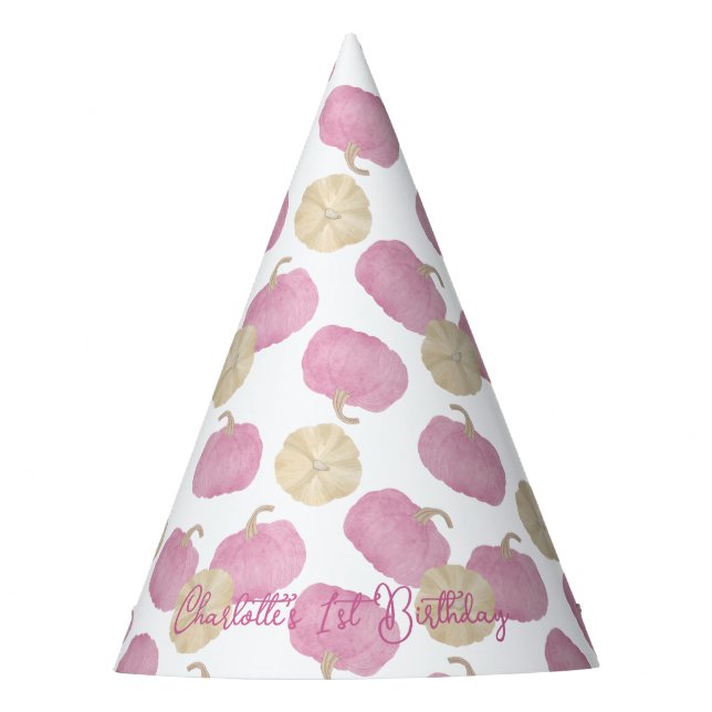 Gorras de la Calabaza Rosada de cumpleaños (Anverso)