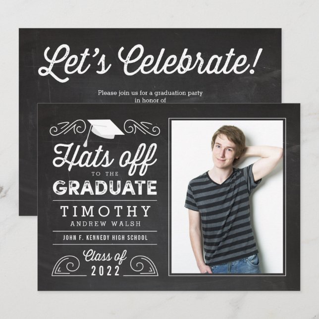 Gorras De La Invitación A La Graduación En El Cart (Anverso / Reverso)