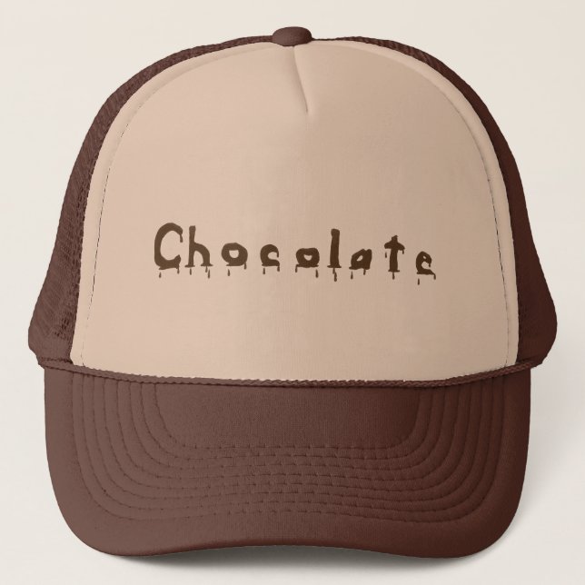 Gorras de la palabra chocolate derritiendo goteo (Anverso)