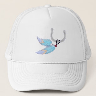 Gorras de las plumas azules de herradura