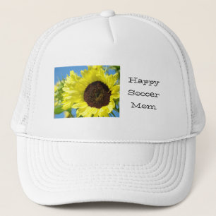 Gorras de Mamá Feliz de Fútbol Amarillo Girasoles