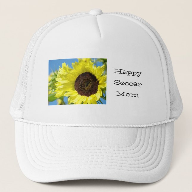 Gorras de Mamá Feliz de Fútbol Amarillo Girasoles  (Anverso)