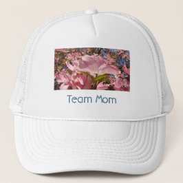 Gorras de Team Mom flores de Dogwood blancas y ros