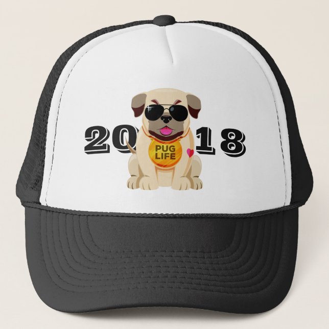 Gorras de texto de Pug Life personalizado (Anverso)