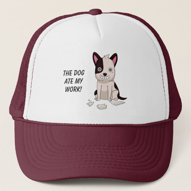 Gorras de texto divertidos personalizados de Perro (Anverso)