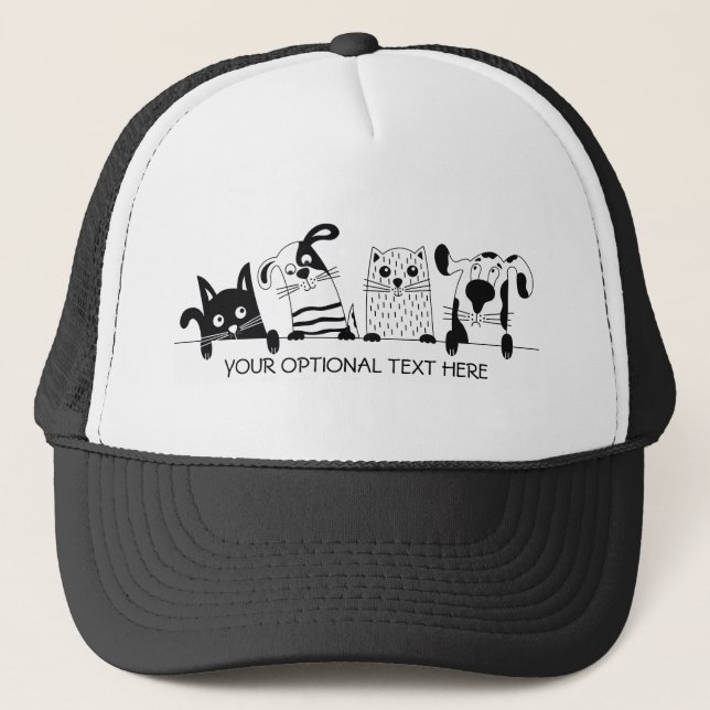 Gorras de texto personalizados de gatos y perros (Anverso)