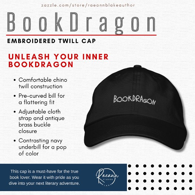 Gorras de Twill Bordadas 'Bookdragon' para Amantes (Subido por el creador)