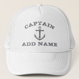 Gorras del capitán del barco con ancla náutica y n