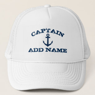 Gorras del capitán del barco con ancla náutica y n