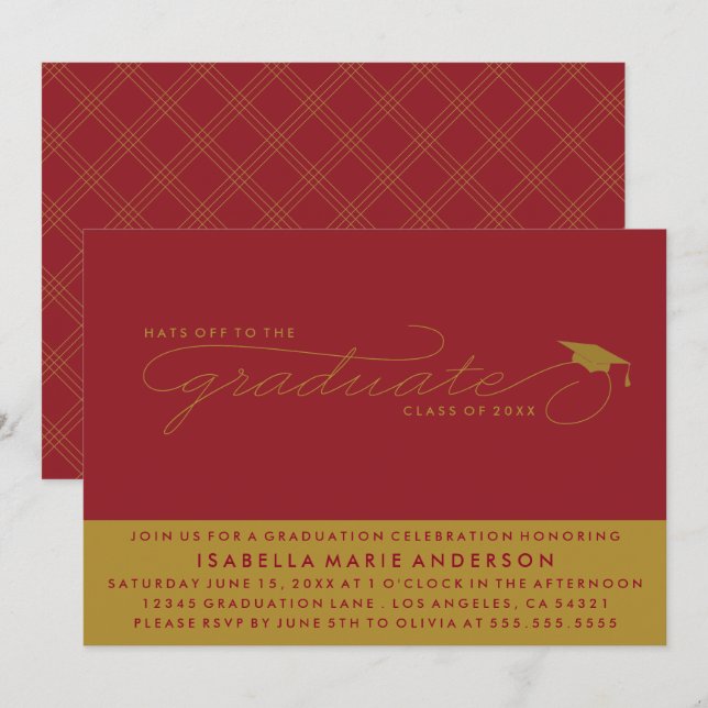 GORRAS DEL GRADUADO | INVITACIÓN DE GRADUACIÓN (Anverso / Reverso)