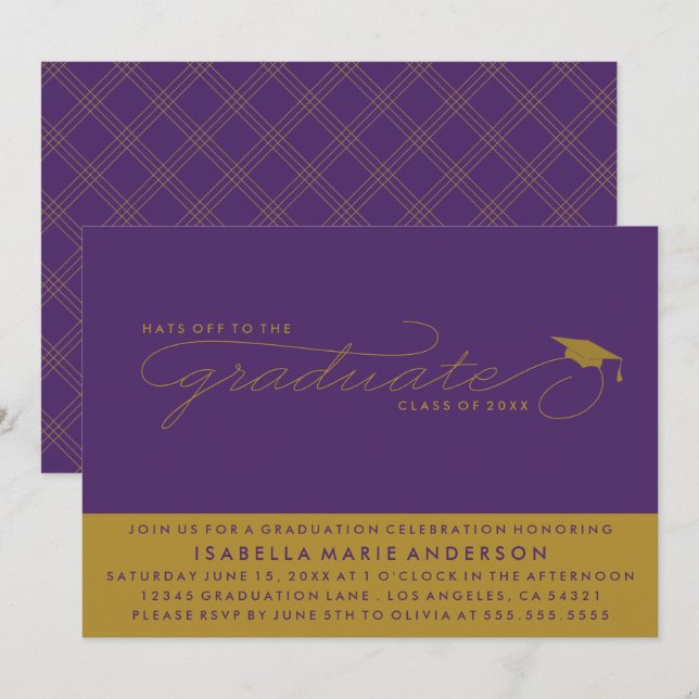 GORRAS DEL GRADUADO | INVITACIÓN DE GRADUACIÓN (Anverso / Reverso)