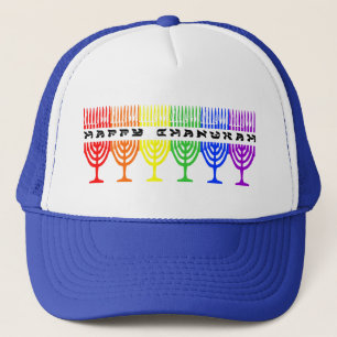 Gorras felices de Chanukah del arco iris