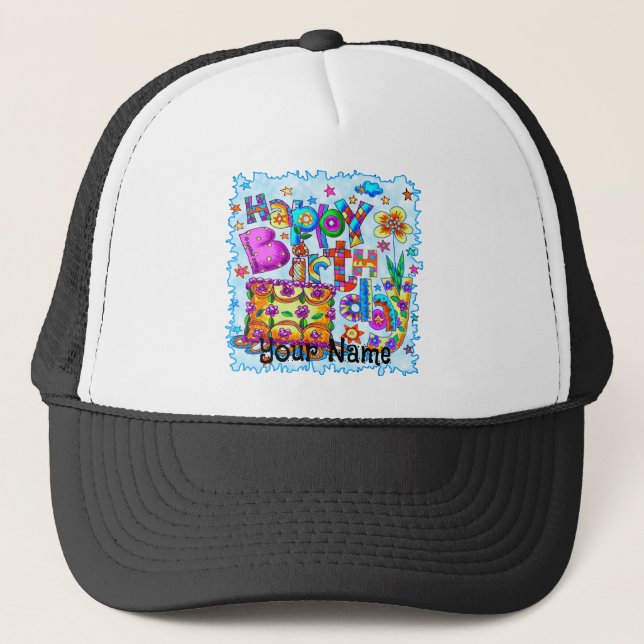 Gorras felices del pastel de cumpleaños (Anverso)