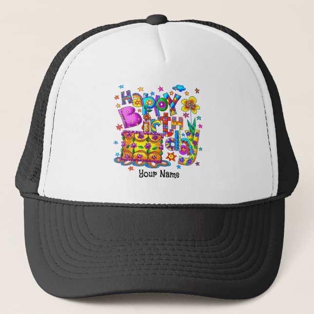 Gorras felices del pastel de cumpleaños (Anverso)
