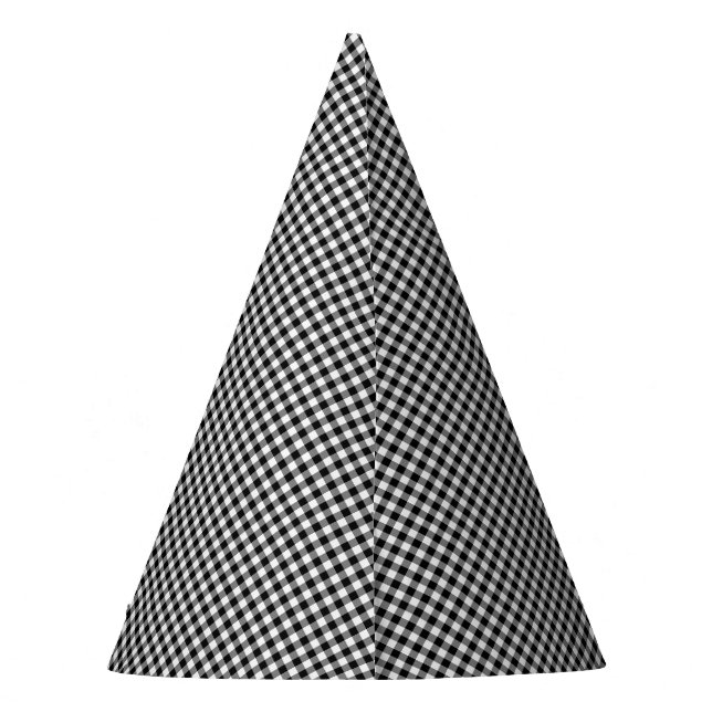 Gorras FIESTAS de Black-White Gingham-PAPER (Reverso)
