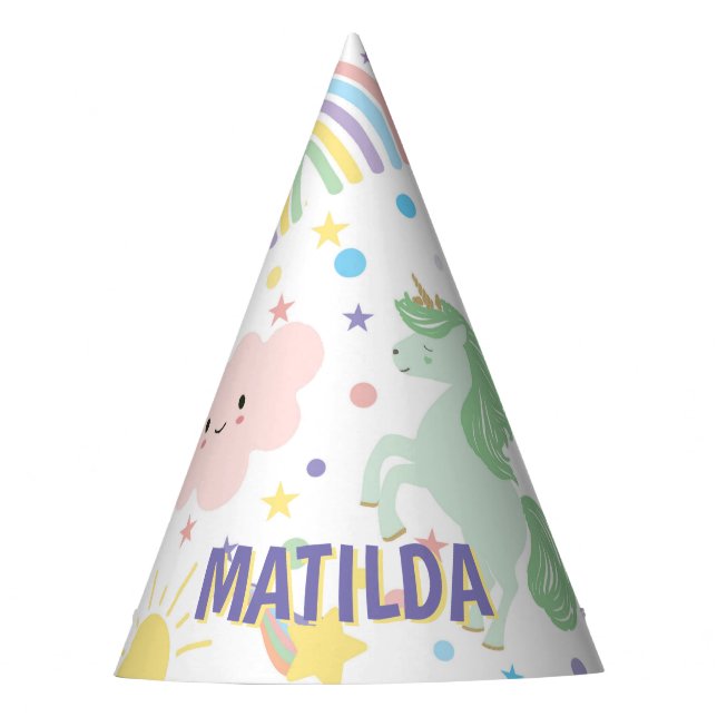 Gorras Fiestas de bonito de Unicornios (Anverso)