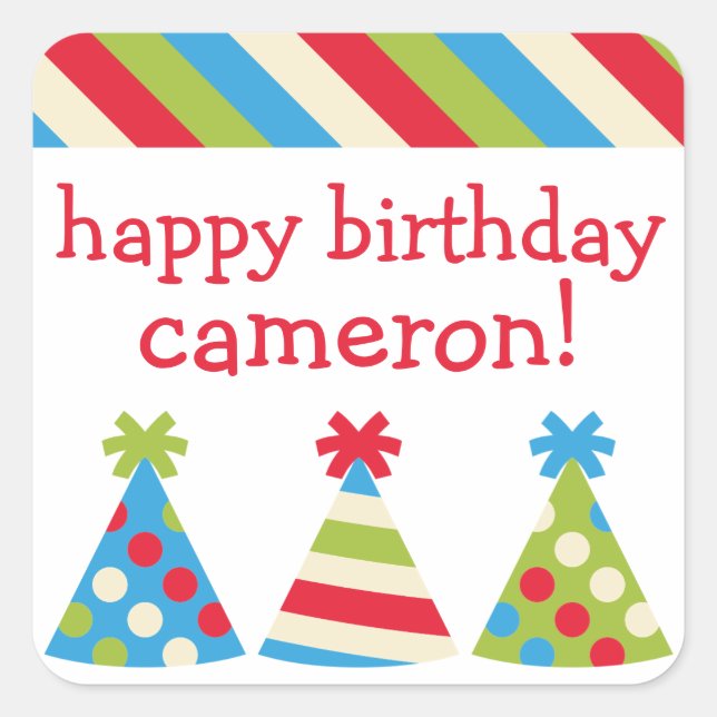 Gorras fiestas Pegatinas de cumpleaños personaliza (Anverso)