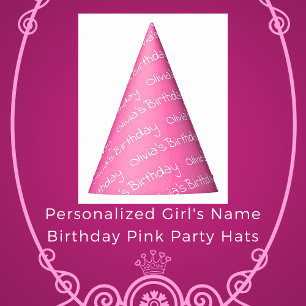 Gorras Fiestas rosados de cumpleaños con nombre de