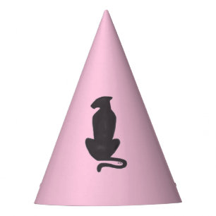 Gorras fiestas rosados de silueta de gato negro