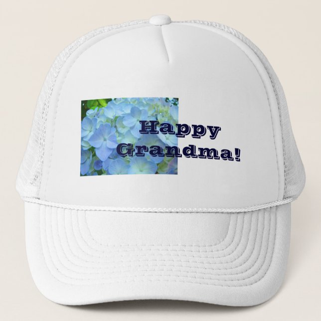 Gorras Flores de hidrangea floral azul (Anverso)