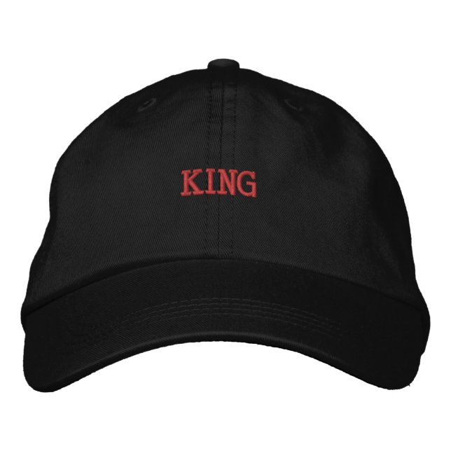 Gorras Negras con Texto Impreso KING Bordado (Anverso)
