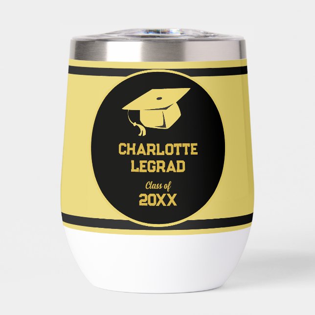 Gorras personalizadas de graduación negras y dorad (Frente)