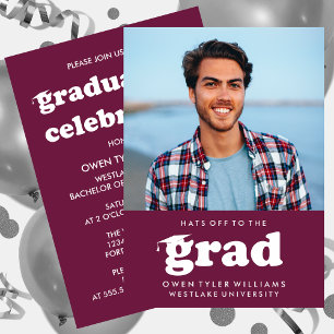 GORRAS RETRO NEGRITA AL GRADUADO FOTO INVITACIÓN D