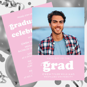 GORRAS RETRO NEGRITAS AL GRADUADO FOTO INVITACIÓN