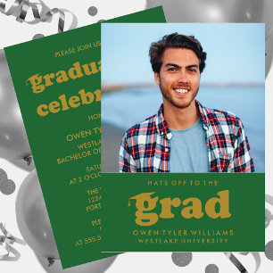 GORRAS RETRO NEGRITAS AL GRADUADO FOTO INVITACIÓN 
